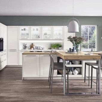 PKC-0023-Popular Island kitchen cabinet in matt white lacquer-Parlun (1)