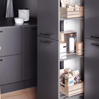 PKC-0076-Simple open kitchen cabinet in graphite-Parlun (1)