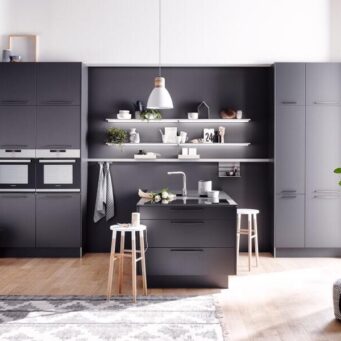 PKC-0076-Simple open kitchen cabinet in graphite-Parlun (2)