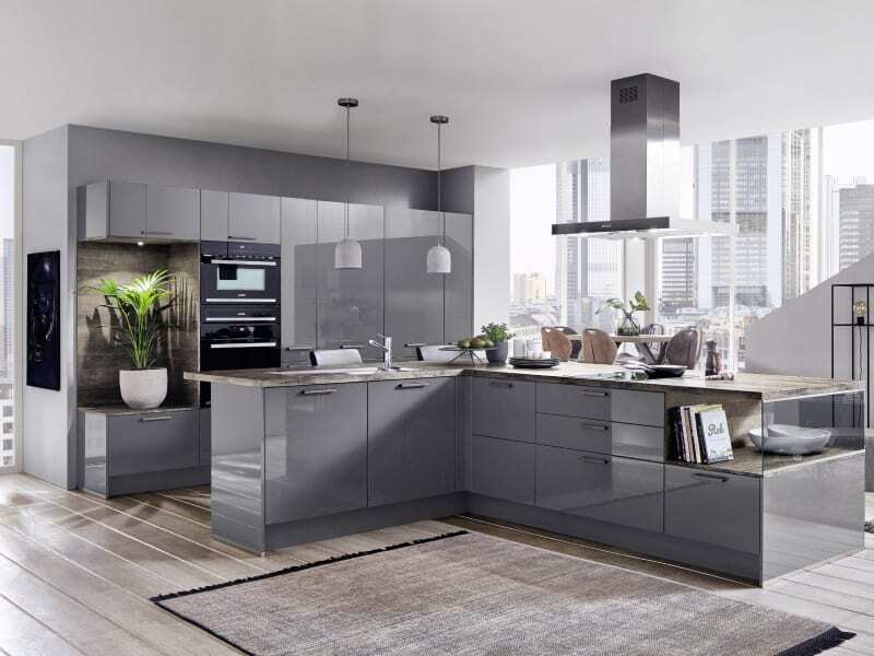 PKC-0086-Minimalist and Homely L-shaped kitchen cabinet in slate grey-Parlun (3)