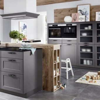 PKC-0090-Modern open kitchen cabinet in slate grey-Parlun (2)