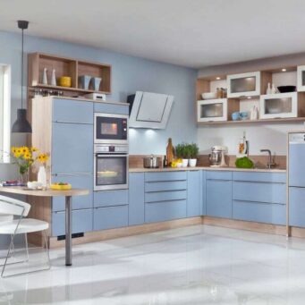 PKC-0102-Fresh and Practical L-kitchen cabinet in agate blue-Parlun (2)
