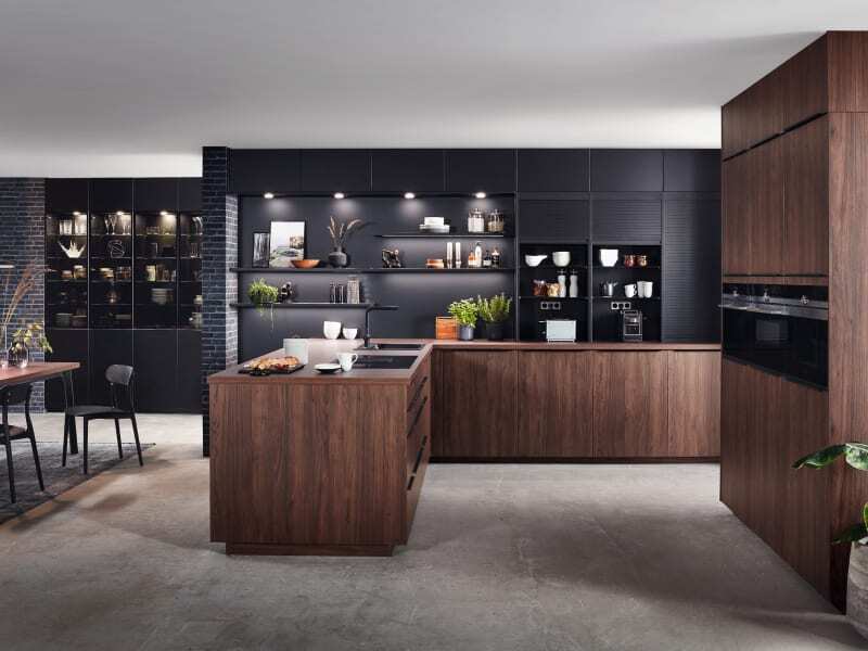 PKC-0110-Trendy L-shaped kitchen cabinet in walnut-Parlun (4)