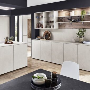 PKC-0111-Pure and Minimalist Island kitchen cabinet in concrete sand-Parlun (3)