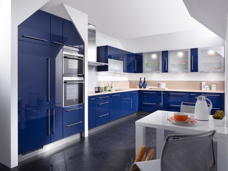 PKC-0116- Unique L-kitchen cabinet in blue-Parlun