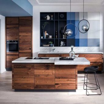 PKC-0120-Unique and Modern open kitchen cabinet in walnut-Parlun (1)