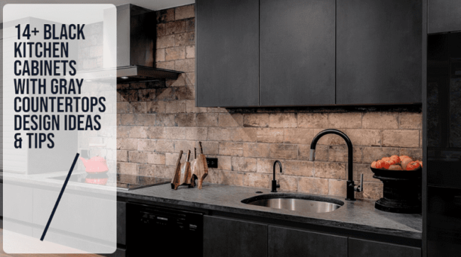 14+ black kitchen cabinets with gray countertop Design ideas