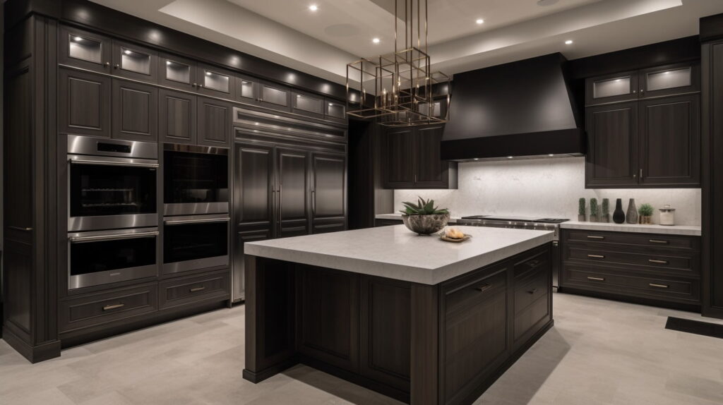 solid black luxury kitchen cabinets