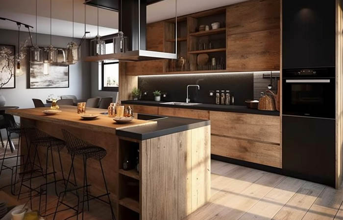 Reclaimed wood kitchen cabinets modern
