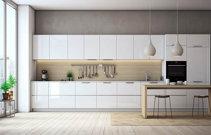 modern all white kitchen cabinets