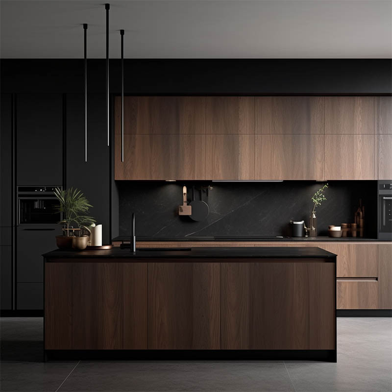 modern dark wood kitchen cabinets