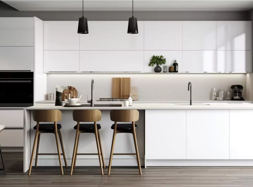 Minimalist Marvel: White Handleless Cabinets for Contemporary Kitchens-2