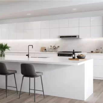 Elegance Reimagined: Modern High Gloss White Kitchen Cabinets-4