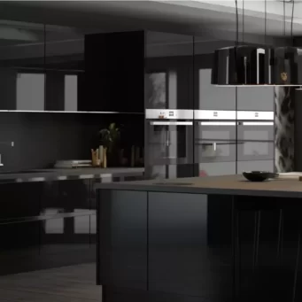 Urban Chic: Black Flat Panel Kitchen Cabinets-5