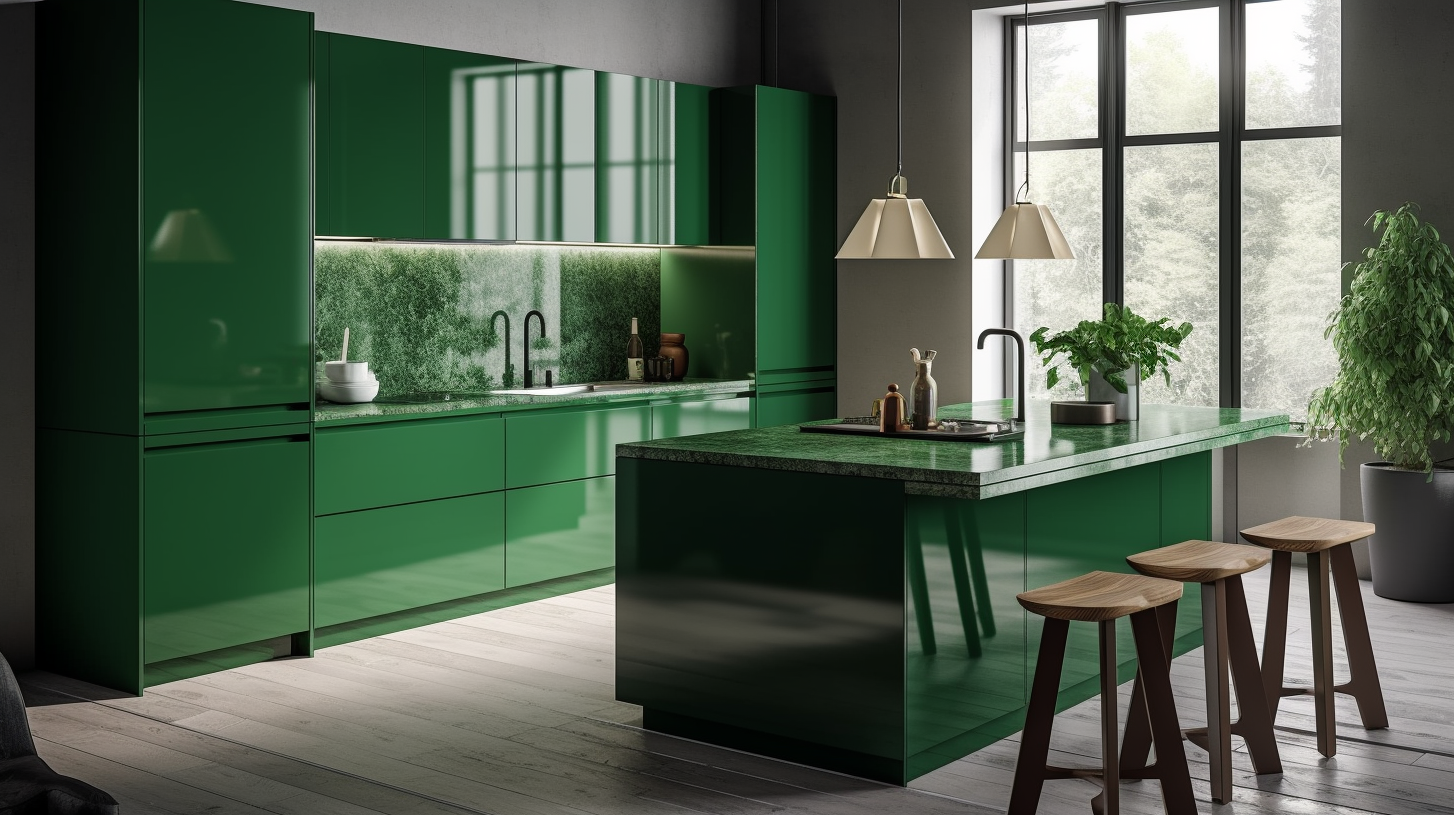 Emerald Elegance: Green High Gloss Kitchen Cabinets for a Luxe Look ...