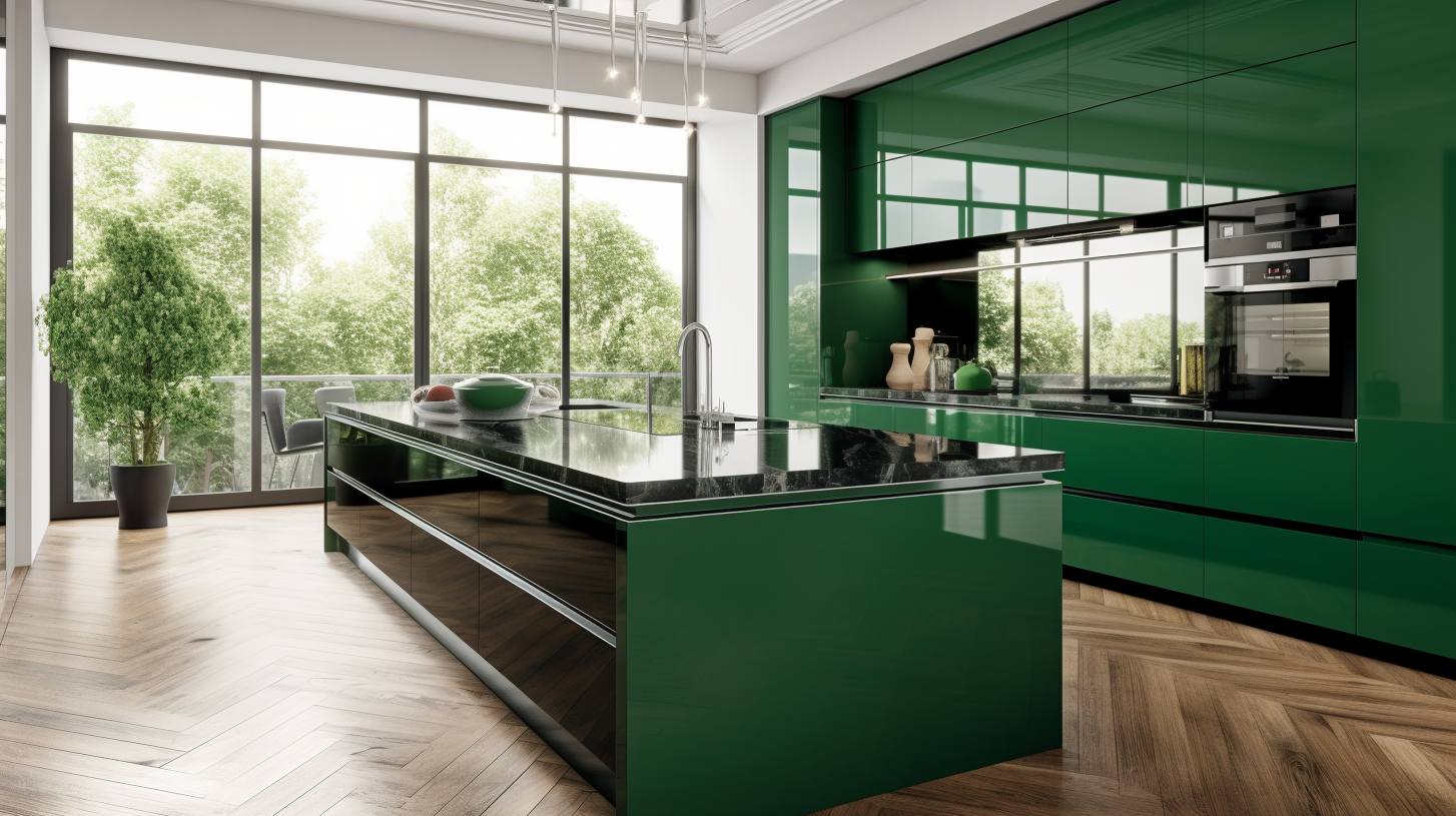 Emerald Elegance: Green High Gloss Kitchen Cabinets for a Luxe Look ...