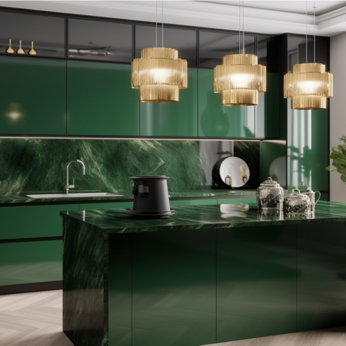 Emerald Elegance: Green High Gloss Kitchen Cabinets for a Luxe Look ...