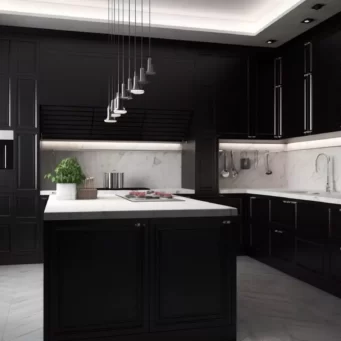 Dramatic Allure: Matte Black Cabinets for Your Kitchen-3