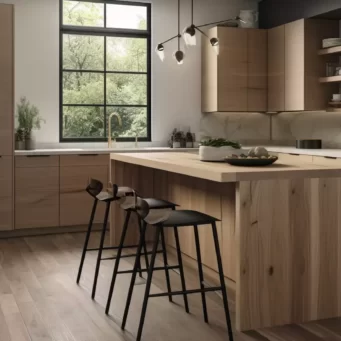 Classic Elegance: Wood Flat Panel Kitchen Cabinets-6