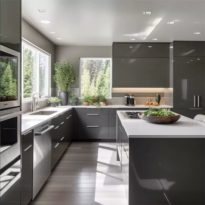 Add Some White Accents Among Your Grey Cabinets