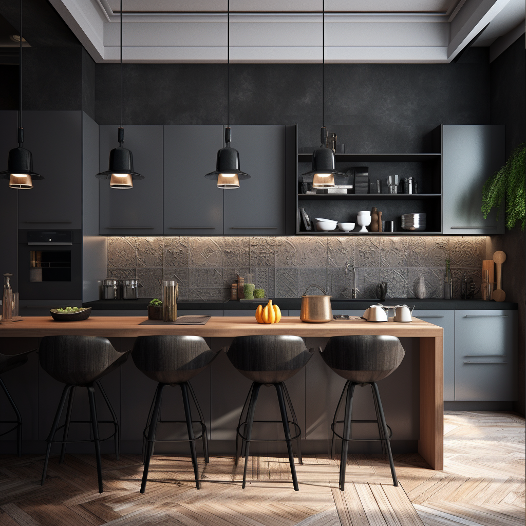 Grey Flat Panel Kitchen Cabinets In An Exquisite Kitchen