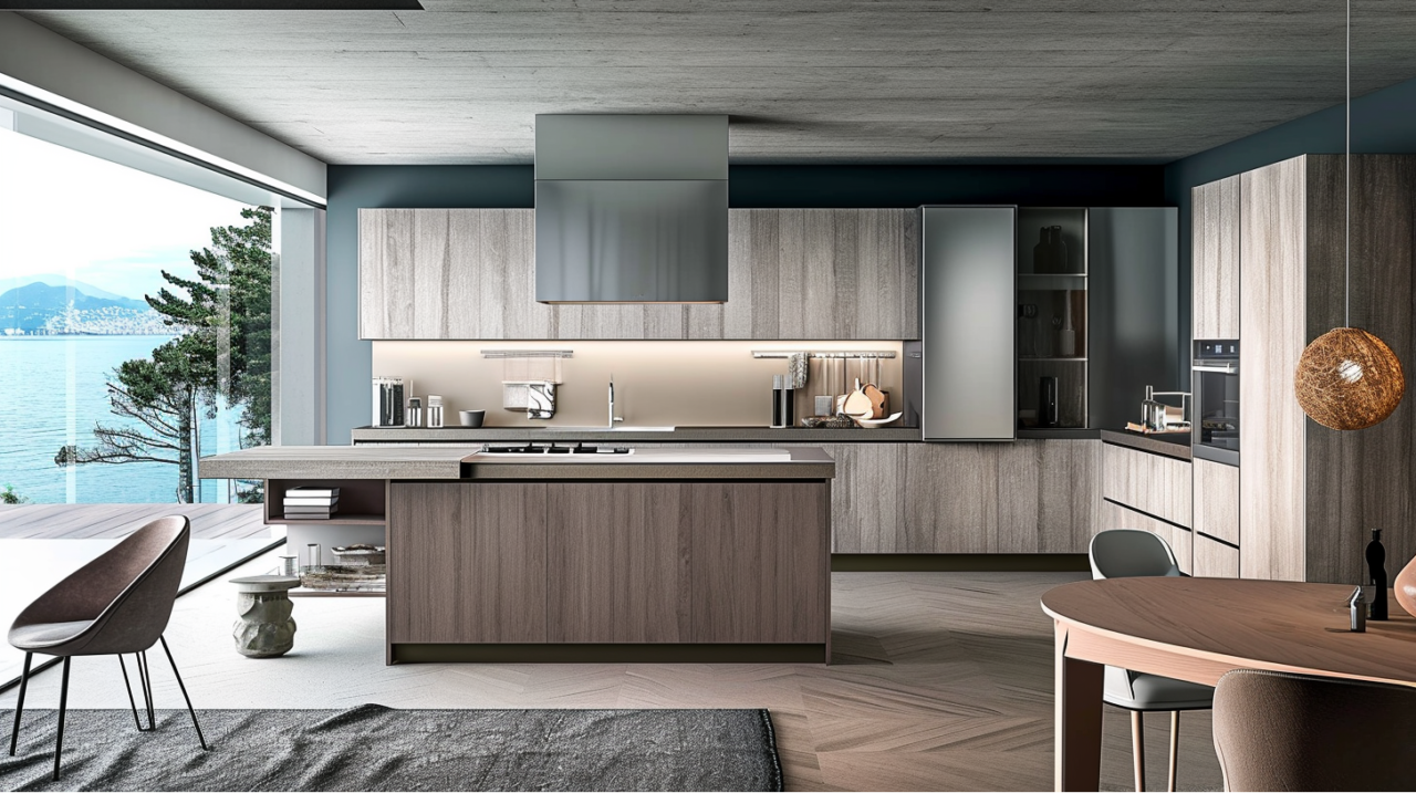 Light Wood Cabinets In A Beach House Kitchen