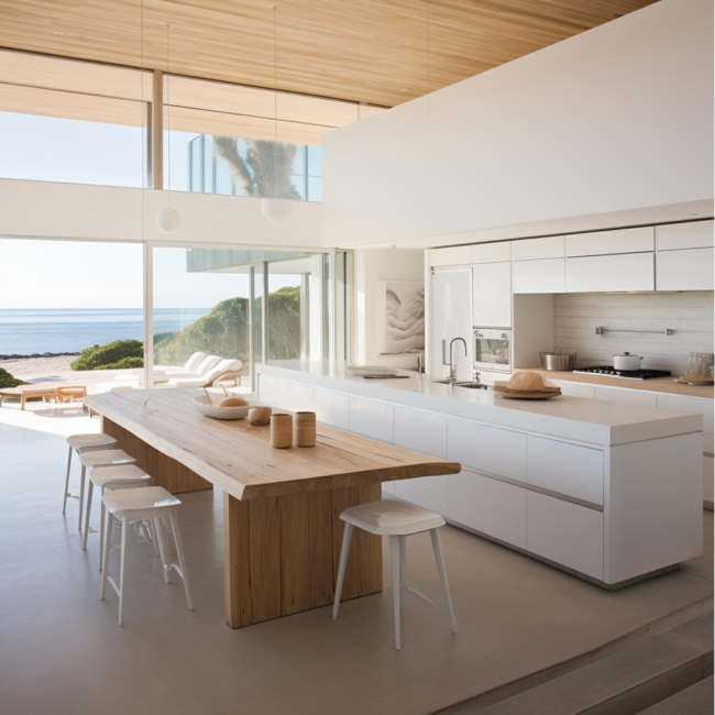 Modern White Kitchen Cabinets In A Beach House - Parlun