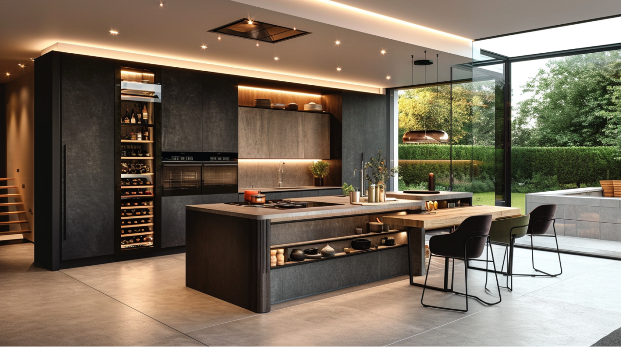 Bespoke Anthracite Slab Door Kitchen Cabinets