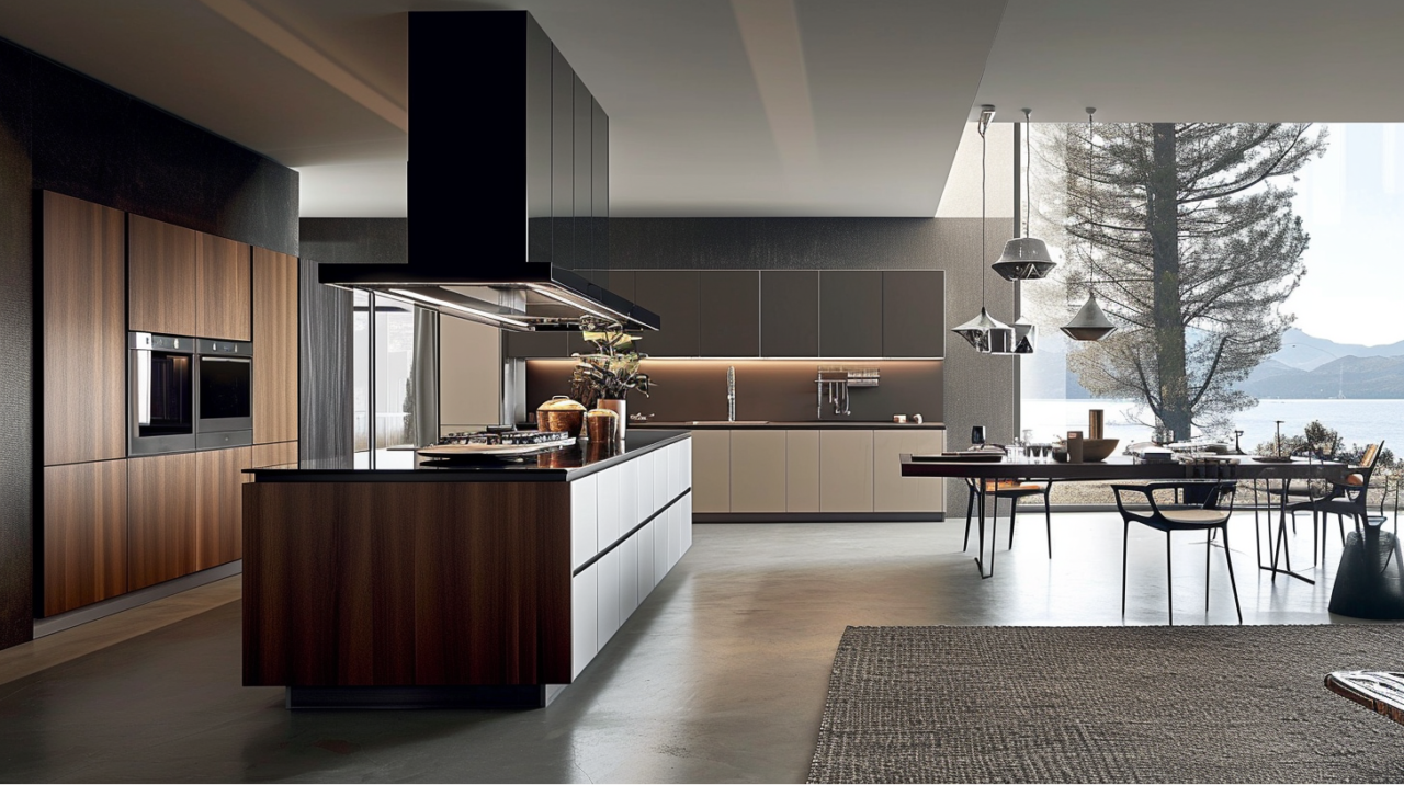 Modern Brown Open Plan Kitchen