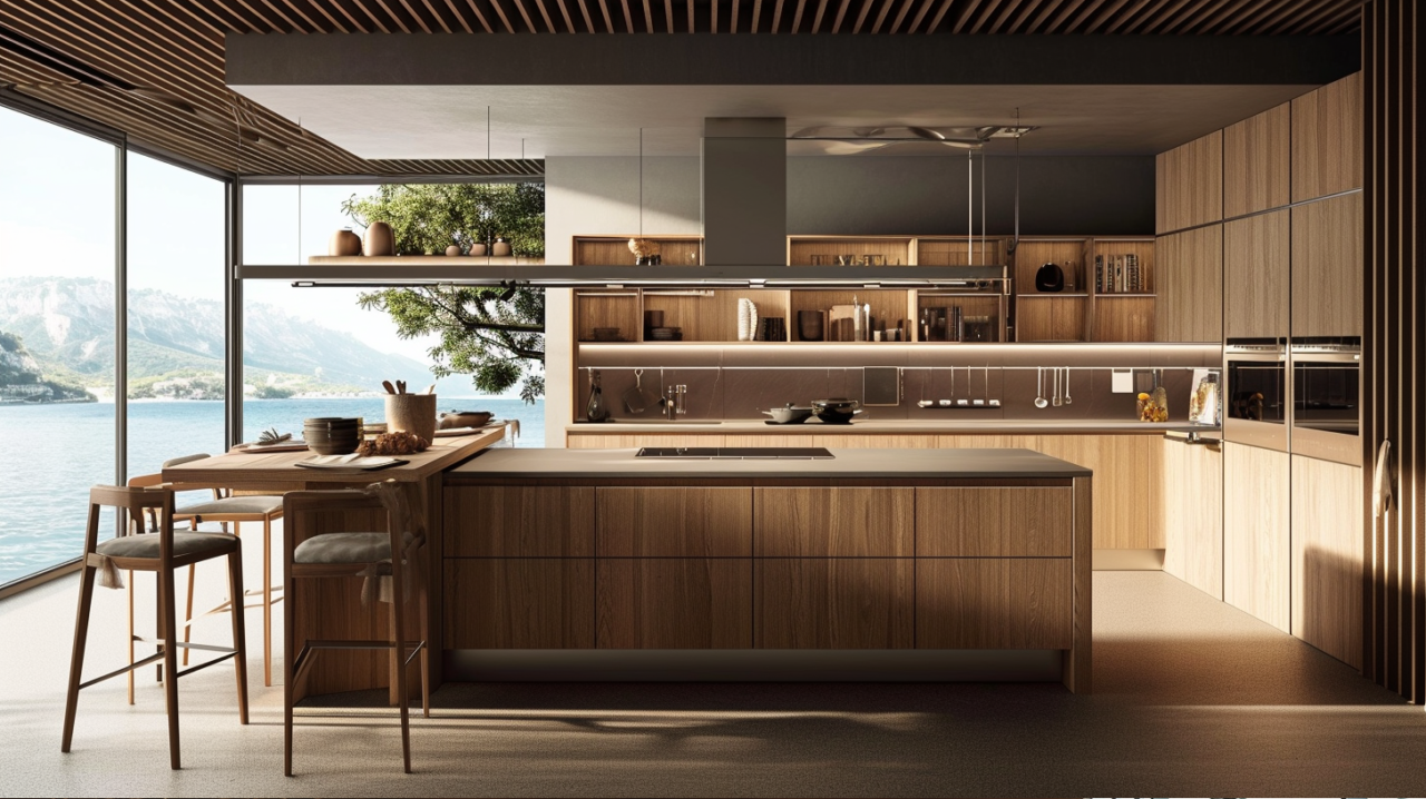 Let Modern Wood Kitchen Cabinets Face The Sea