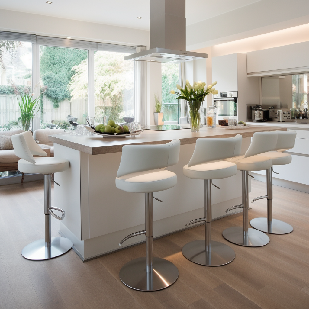 White Flat-panel Kitchen Cabinets In A Modern Setting White Flat-panel Kitchen Cabinets In A Modern Setting