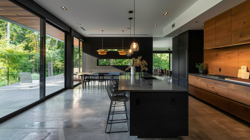 14+ black kitchen cabinets with gray countertop Design ideas