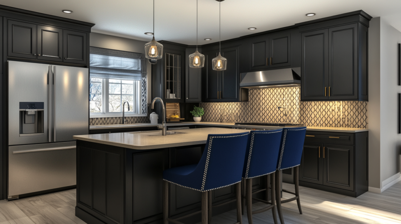 20+ black kitchen cabinets with beige countertops ideas