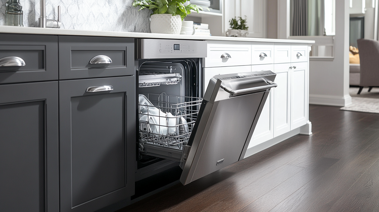 (2025) 50+ Grey and White Kitchen Design Ideas & Tips Grey and White Kitchen Cabinets with Stainless Steel Pulls and Dishwasher