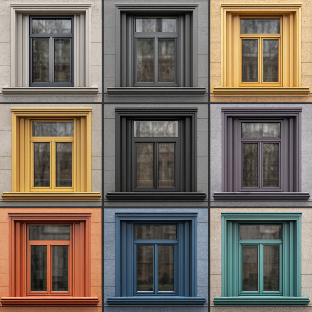 Aluminum windows of different colors