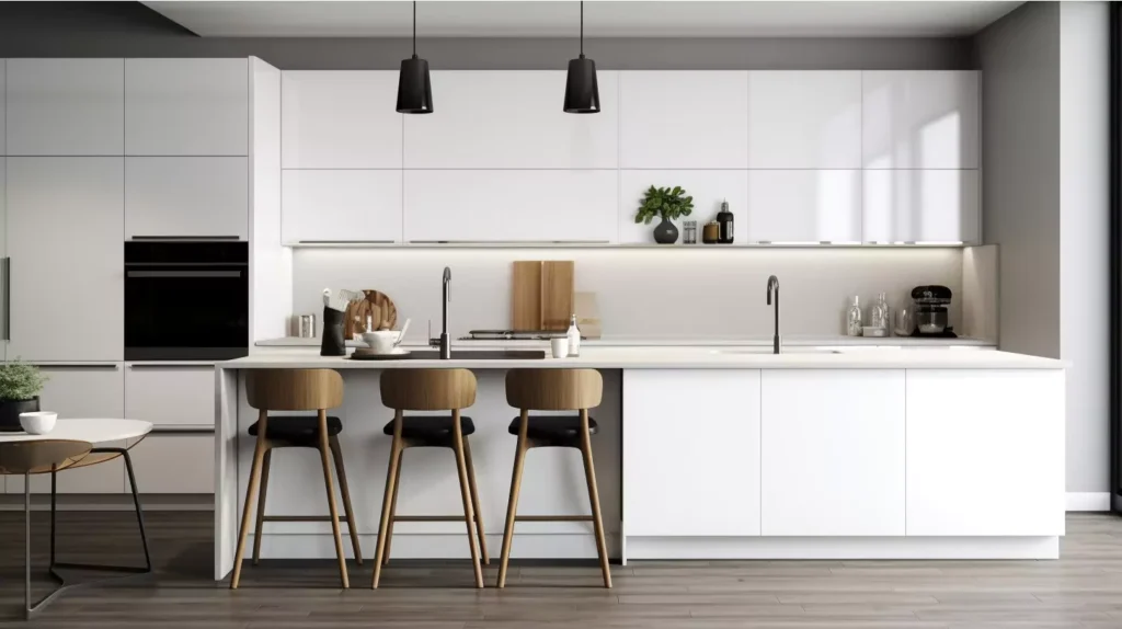 contemporary-and-chic-white-slab-kitchen-cabinets