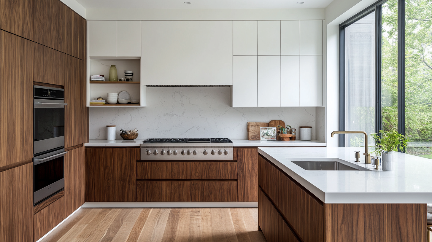 Handleless Walnut kithchen Cabinets