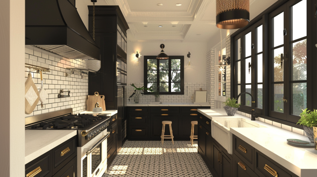 The Ultimate Guide to Kitchen Cabinets (2026): Styles, Materials, Costs & Design Ideas farmhouse black kitchen cabinets with white countertop