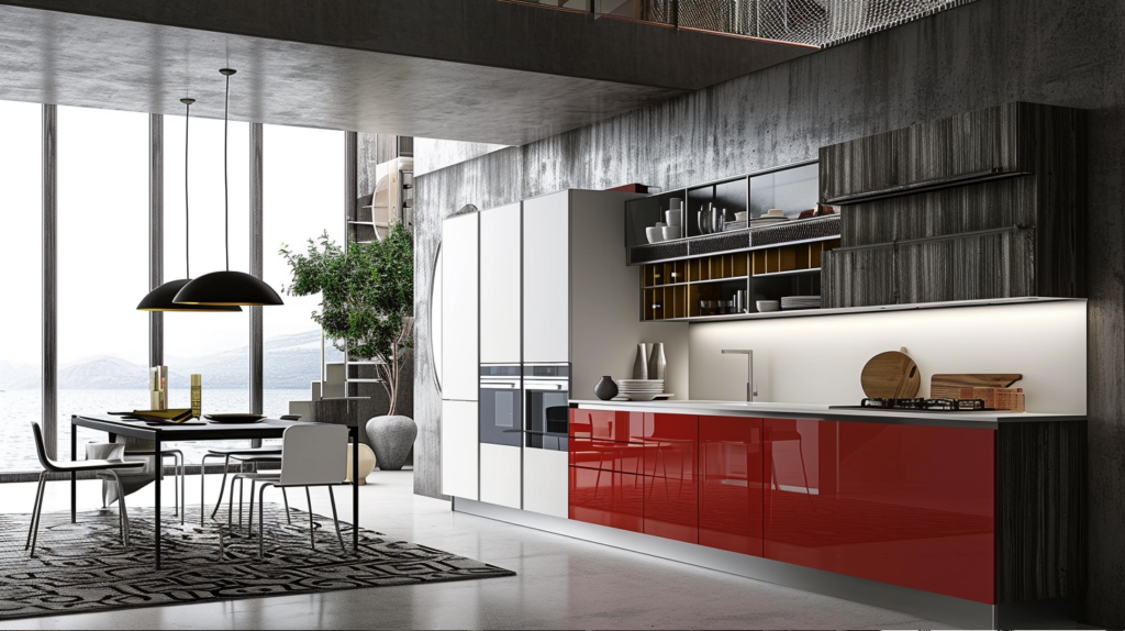 high glossy flat panel kitchen cabinets