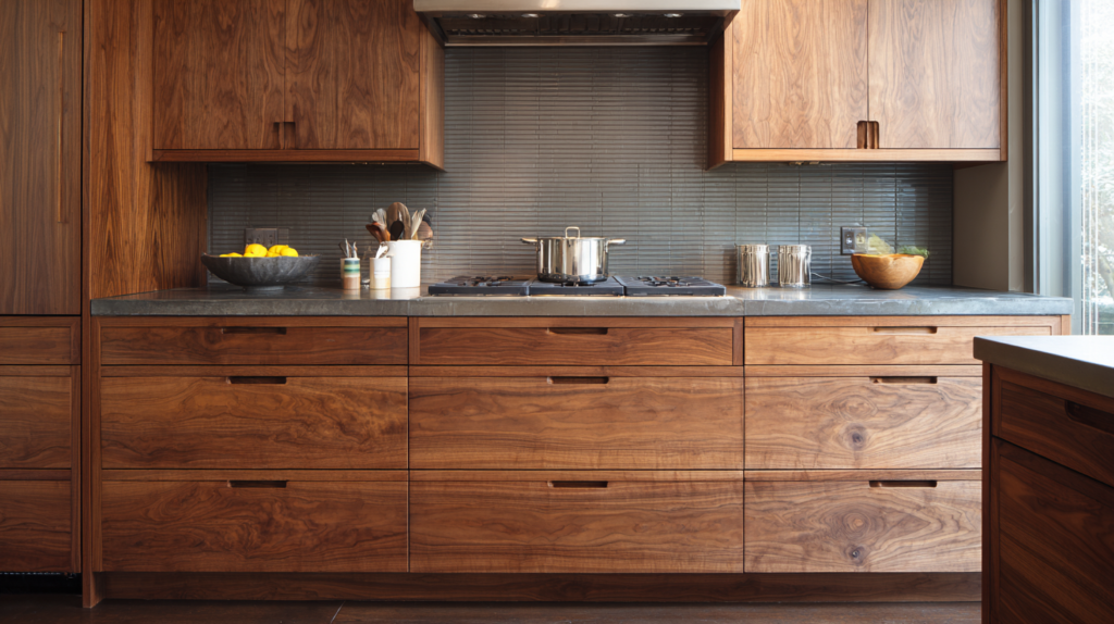 Flat Panel Walnut Kitchen Cabinets for Modern Kitchens Flat Panel Walnut Kitchen Cabinets with Classic Craftsmanship