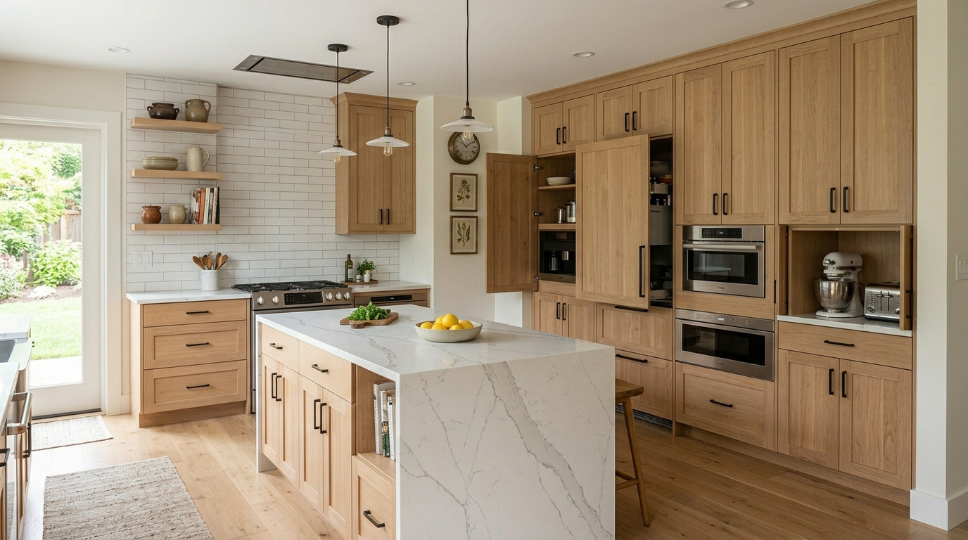 Bespoke Kitchen Cabinets: Tailored Cabinetry Built Around You Bespoke kitchen cabinets and a variety of integrated appliances.