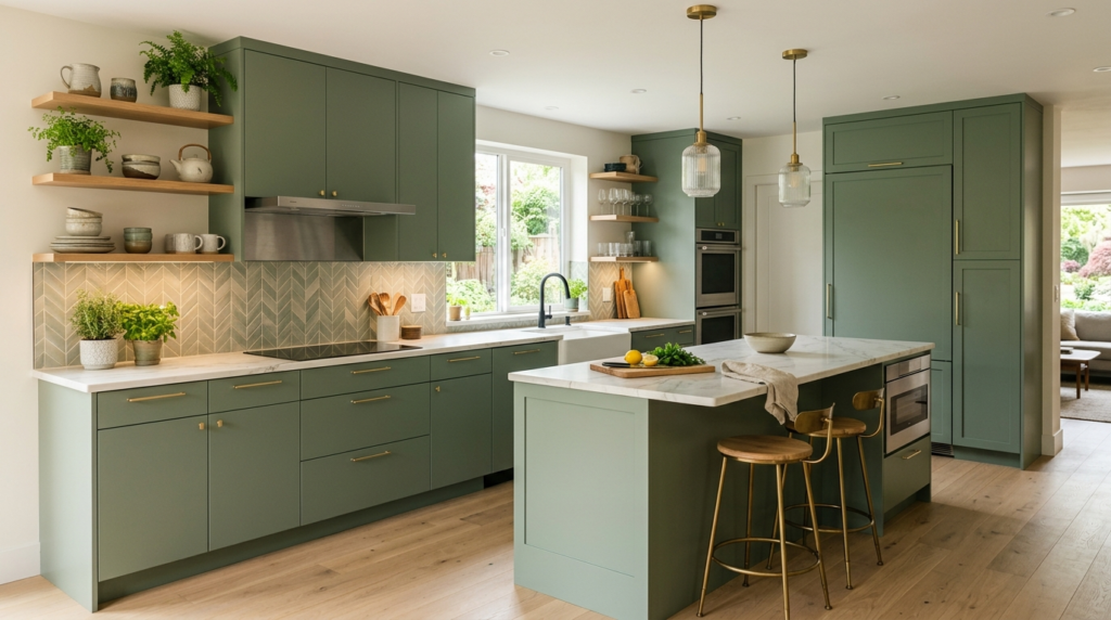 Contemporary Kitchen Cabinets: Custom Design Meets Modern Living Sage green contemporary kitchen cabinets