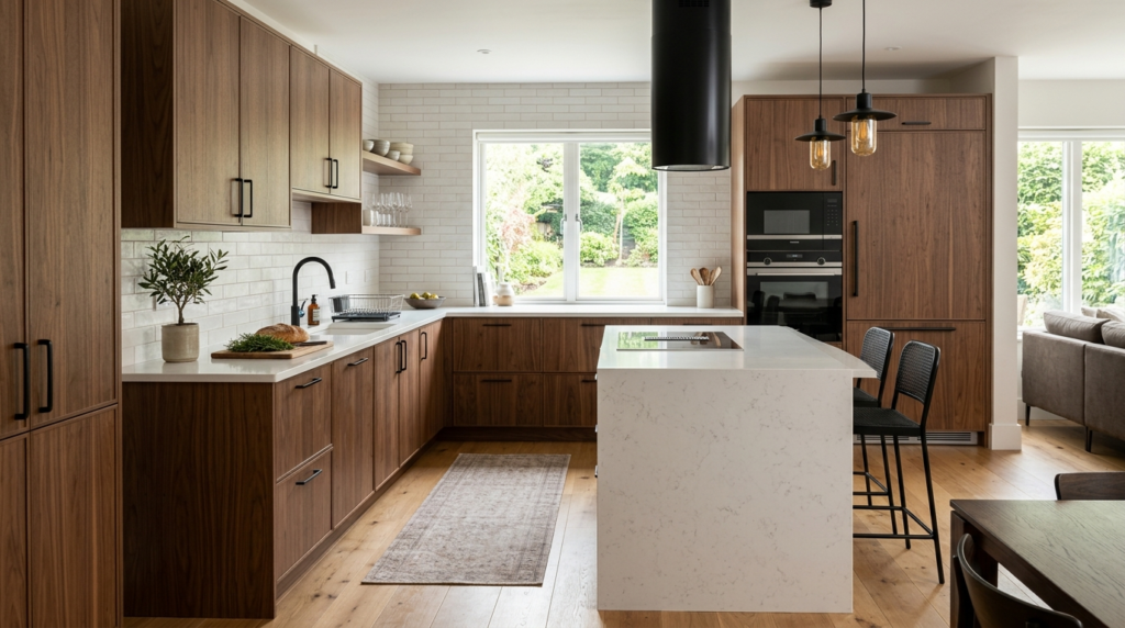 Contemporary Kitchen Cabinets: Custom Design Meets Modern Living The contemporary kitchen cabinets feature beautiful textures.