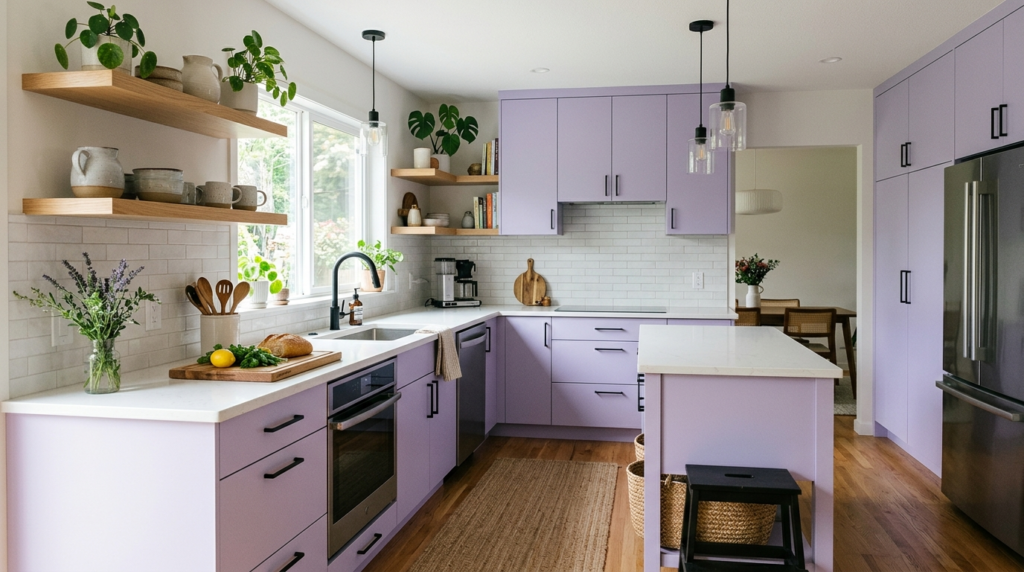 Colored Kitchen Cabinets Lavender kitchen cabinets offering a fresh take on contemporary design