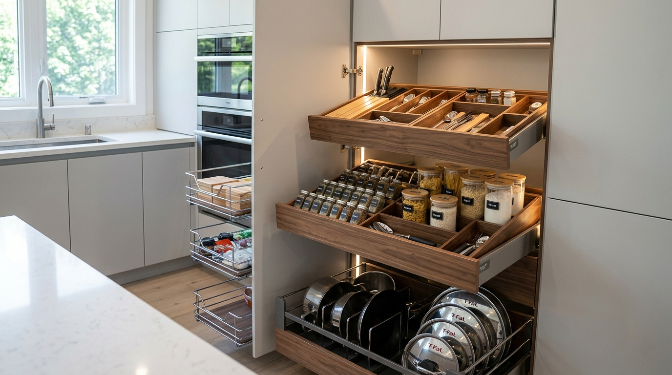 European Kitchen Cabinets: The Trendiest Choice for Modern Homes European-style kitchen cabinets feature excellent interior organizers.