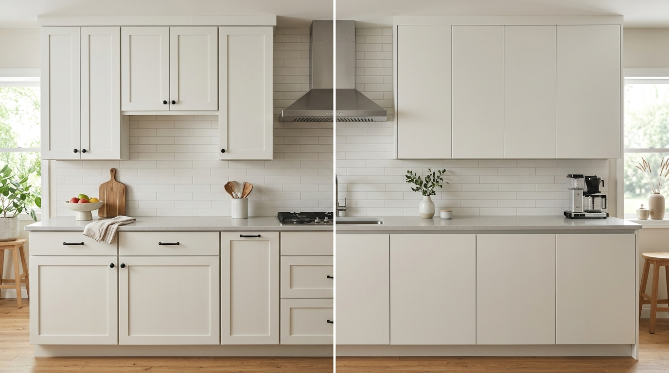 Flat Panel Kitchen Cabinets for a Modern, Minimalist Look Shaker kitchen cabinets vs. flat panel kitchen cabinets