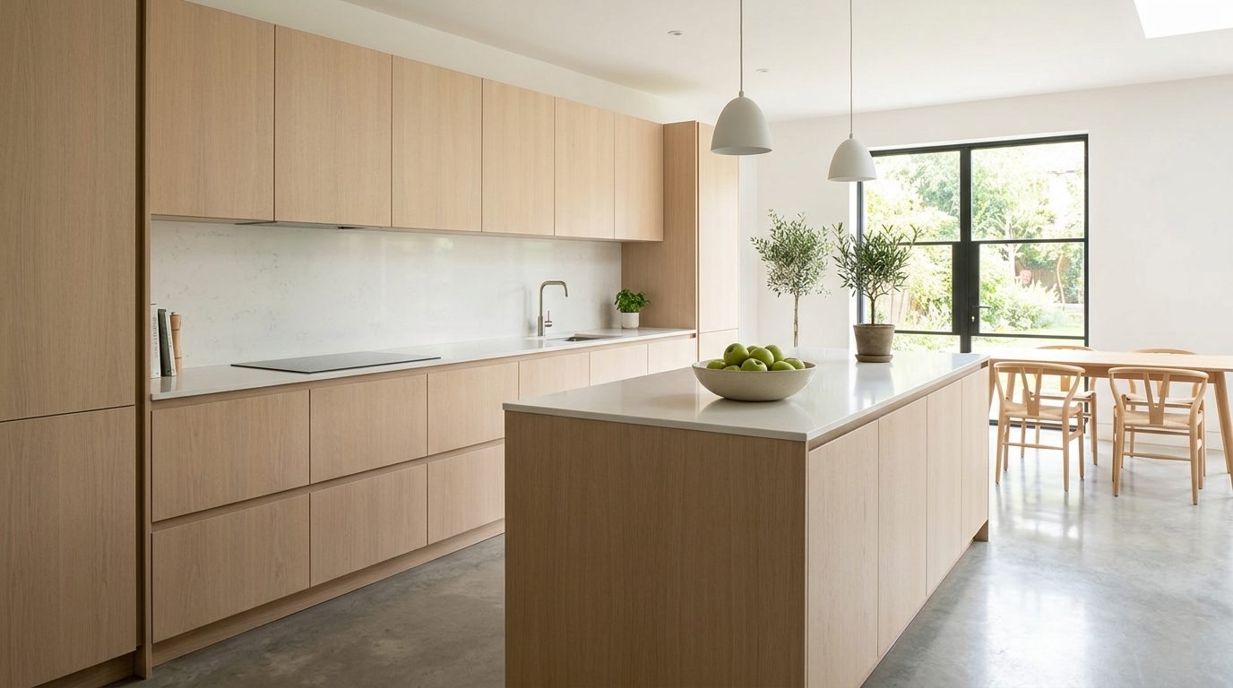 Flat Panel Kitchen Cabinets for a Modern, Minimalist Look Flat-panel kitchen cabinets that look incredibly sleek and crisp.