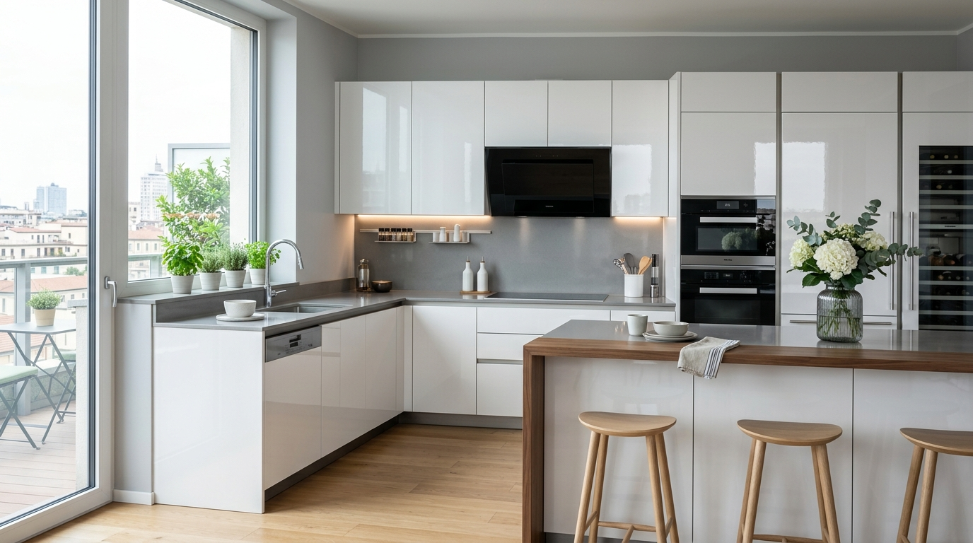 European Kitchen Cabinets: The Trendiest Choice for Modern Homes Minimalist European kitchen cabinet with a high gloss finish