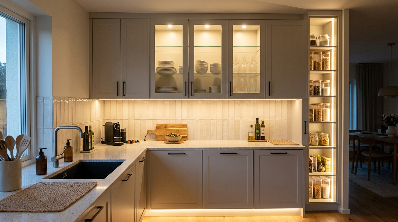 European Kitchen Cabinets: The Trendiest Choice for Modern Homes The built-in lighting in European kitchen cabinets is not only practical but also brings a sense of warmth to the kitchen.