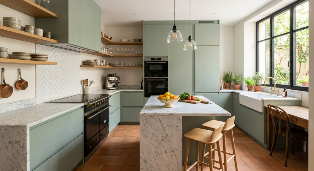 European Kitchen Cabinets: The Trendiest Choice for Modern Homes Custom European kitchen cabinet design features soft sage green